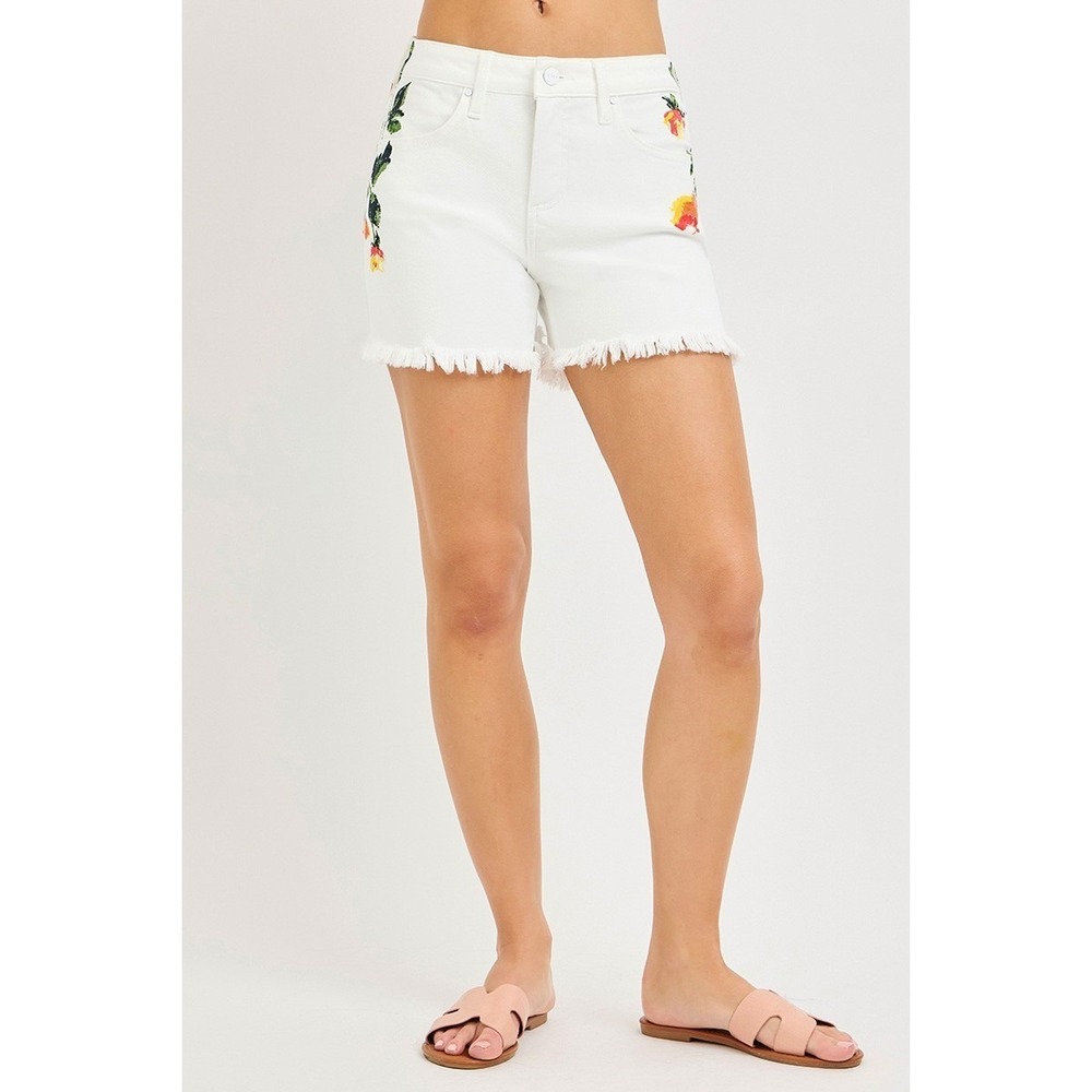 RISEN Tummy Control High Rise‎ Flower Printed Shorts - Small - Picture 2 of 8